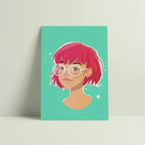 Carte postale Portrait cheveux roses